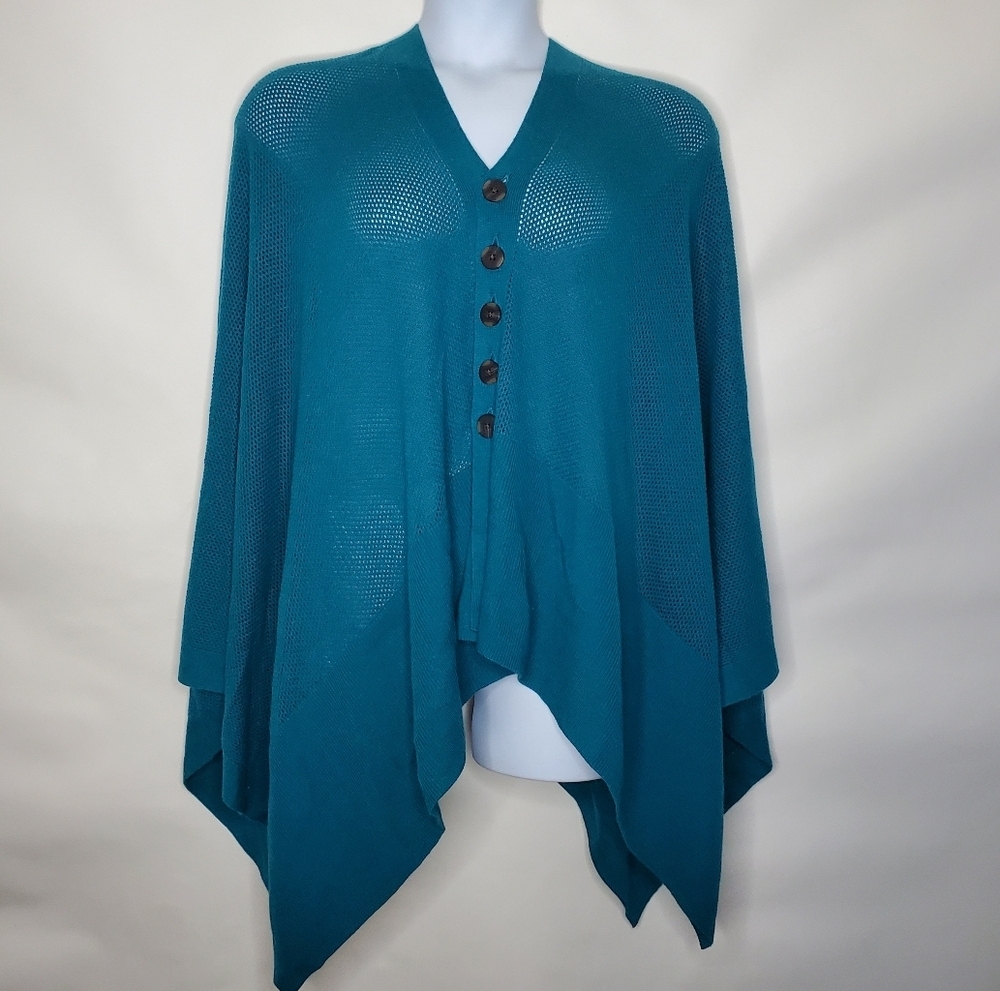 J. Jill Rib Knit Two-Way Poncho Size XL-3X Cotton Wool Blend Sweater NEW Fall